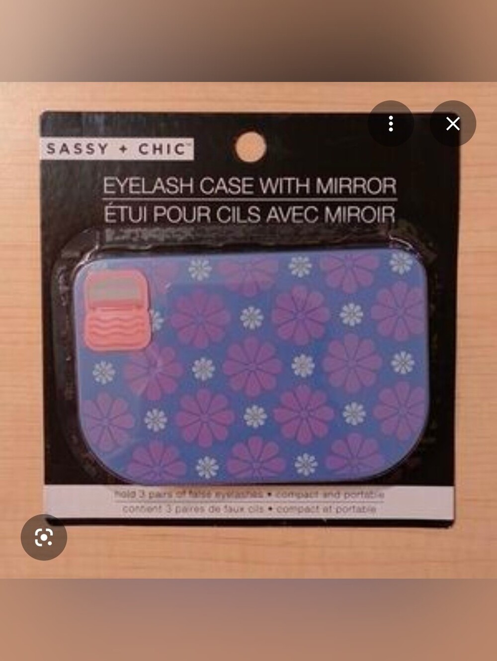 Sassy + Chic Purple Floral Eyelash Case with Mirror BNIB